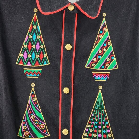 Bob Mackie Women’s Size Small Wearable Art Christmas Tree Button Shirt 40" Chest - Picture 4 of 10